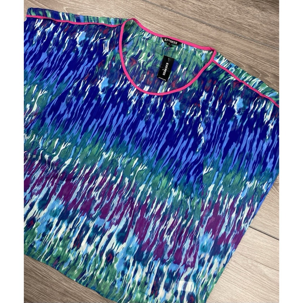 Express Women's Sheer Cold Shoulder Blouse Multicolor Size Large New